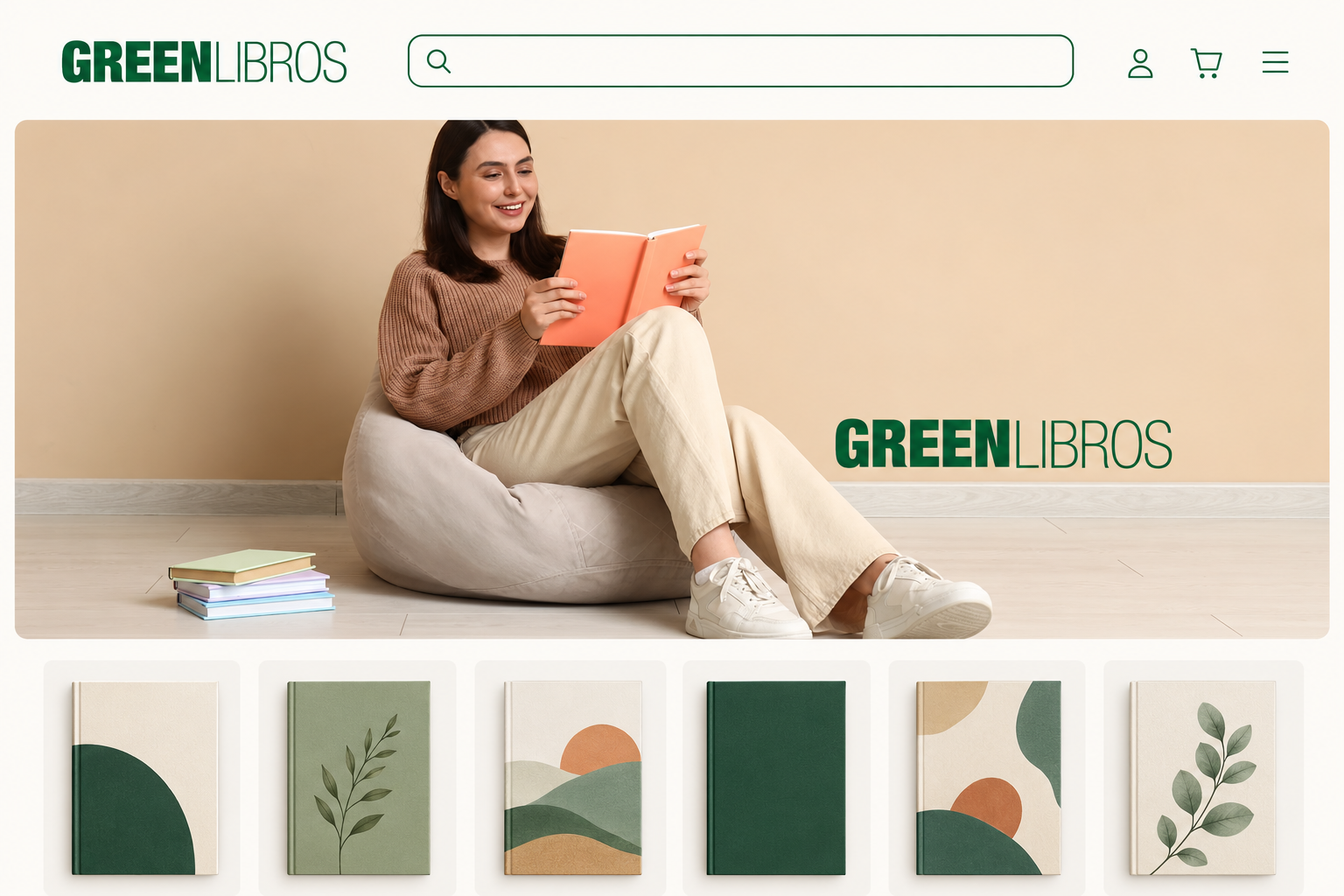 Composición editorial basada en la imagen de la tienda online de Greenlibros